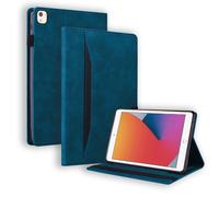 Case2go - Étui compatible avec l'Apple iPad 10.2 (2021/2020/2019) - Avec porte-cartes - Housse en cuir PU - Bleu foncé
