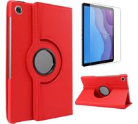 Case2go - Étui compatible avec Lenovo Tab M10 HD Gen 2 - Protège-livre rotatif + protection d'écran - Housse en simili-cuir - Rouge