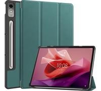 Case2go - Etui compatible avec Lenovo Tab P12 - Etui de livre avec triple pliage - Couverture en simili cuir - Vert