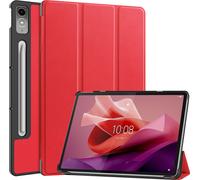 Case2go - Etui compatible avec Lenovo Tab P12 - Etui de livre avec triple pliage - Couverture en simili cuir - Rouge