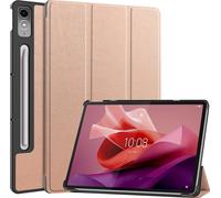 Case2go - Etui compatible avec Lenovo Tab P12 - Etui de livre avec triple pliage - Couverture en simili cuir - Rose Gold