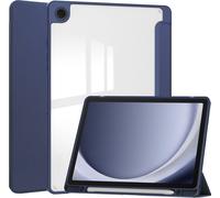 Case2go - Étui compatible avec Samsung Galaxy Tab A9 Plus (2023) - Étui trifold en acrylique avec porte-crayon - Couverture en acrylique - Bleu foncé