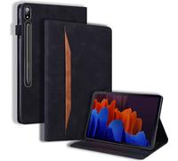 Case2go - Étui compatible avec Samsung Galaxy Tab S7 (2020) - Avec porte-cartes - Housse en cuir PU - Noir