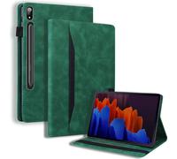 Case2go - Étui compatible avec Samsung Galaxy Tab S7 Plus (2020) - Avec porte-cartes - Housse en cuir PU - Vert