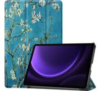 Case2go - Etui compatible avec Samsung Galaxy Tab S9 FE Plus - Etui trois pièces - Housse TPU - Fleur blanche