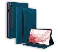 Case2go - Étui compatible avec Samsung Galaxy Tab S9/S9 FE - Avec porte-cartes - Housse en cuir PU - Bleu foncé