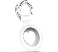 Case2go - Étui en silicone pour AirTag - Pendentif avec cœur - Porte-clés - Silicone - Blanc