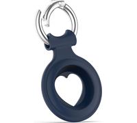 Case2go - Etui en silicone pour AirTag - Pendentif avec cœur - Porte-clés - Silicone - Bleu foncé