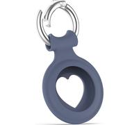 Case2go - Etui en silicone pour AirTag - Pendentif avec cœur - Porte-clés - Silicone - Bleu pastel