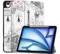 Case2go - étui pour tablette Apple iPad Air 13 (2024) etui - Apple iPad Air 13 (2025) / iPad Air 13 (2024) - 13 Pouce - Mallette à trois volets - Protection ultime - Eiffeltoren