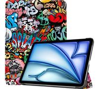 Case2go - étui pour tablette Apple iPad Air 13 (2024) etui Étui pour tablette Apple iPad Air 13 (2024/2025) - 13 Pouce - Mallette à trois volets - Protection ultime - Graffiti