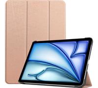Case2go - étui pour tablette Apple iPad Air 13 (2024) etui Étui pour tablette Apple iPad Air 13 (2024/2025) - 13 Pouce - Mallette à trois volets - Protection ultime - Rose l'or