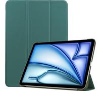 Case2go - étui pour tablette Apple iPad Air 13 (2024) etui Étui pour tablette Apple iPad Air 13 (2024/2025) - 13 Pouce - Mallette à trois volets - Protection ultime - Sombre Vert