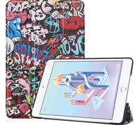 Case2go - étui pour tablette Apple iPad Mini (2019) coque Étui pour tablette Apple iPad mini (2019) - 7.9 Pouce - Mallette à trois volets - Protection ultime - Graffiti