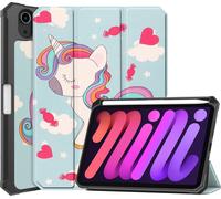 Case2go - étui pour tablette Apple iPad Mini 6 (2021) etui Étui pour tablette Apple iPad Mini 6 8.3 (2021) - 8.3 Pouce - Couverture à trois volets avec porte-crayon - Protection ultime - Licorne