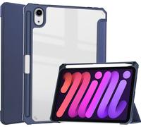 Case2go - étui pour tablette Apple iPad Mini 6 (2021) etui Étui pour tablette Apple iPad Mini 6 8.3 (2021) - 8.3 Pouce - Mallette à trois volets - Protection ultime - Sombre Bleu
