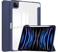 Case2go - étui pour tablette Apple iPad Pro 11 coque Étui pour tablette iPad Pro 11 (2024) - 11 Pouce - Couverture à trois volets avec porte-crayon - Protection ultime - Sombre Bleu