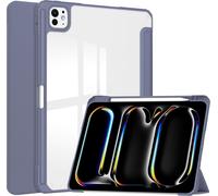 Case2go - étui pour tablette Apple iPad Pro 13 etui Étui pour tablette Apple iPad Pro 13 (2024) - 13 Pouce - Couverture à trois volets avec porte-crayon - Protection ultime - Pourpre