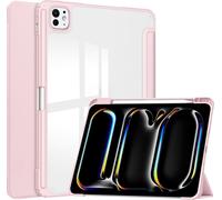 Case2go - étui pour tablette Apple iPad Pro 13 etui Étui pour tablette Apple iPad Pro 13 (2024) - 13 Pouce - Couverture à trois volets avec porte-crayon - Protection ultime - Rose