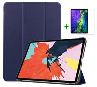 Case2go - étui pour tablette Étui pour tablette Apple iPad Air 5 10.9 (2020/2022) - 11 Pouce - Mallette à trois volets - Protection ultime - Sombre Bleu