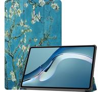 Case2go - étui pour tablette Étui pour tablette Huawei MatePad Pro 12.6 (2021) - 12.6 Pouce - Mallette à trois volets - Protection ultime - Blancte Fleur