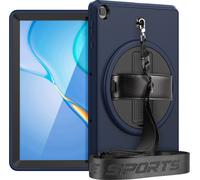Case2go - étui pour tablette Étui pour tablette Huawei MatePad T 10S 10.1 inch (2020) - 10.1 Pouce - Avec bandoulière - Protection ultime - Sombre Bleu