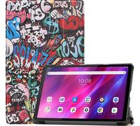 Case2go - étui pour tablette Étui pour tablette Lenovo Tab K10 10.3 (2021) - 10.3 Pouce - Mallette à trois volets - Protection ultime - Graffiti