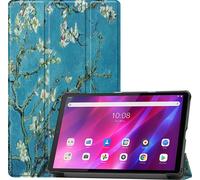 Case2go - étui pour tablette Étui pour tablette Lenovo Tab K10 10.3 (2021) - 10.3 Pouce - Mallette à trois volets - Protection ultime - Blancte Fleur