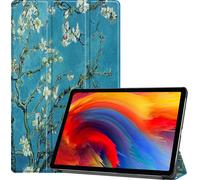 Case2go - étui pour tablette Étui pour tablette Lenovo Tab P11 Plus 11 inch (2021) - 11 Pouce - Mallette à trois volets - Protection ultime - Blancte Fleur