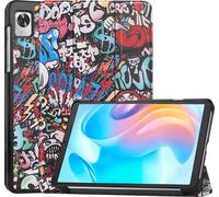 Case2go - étui pour tablette Étui pour tablette Realme Pad Mini 8.7 (2022) - 8.7 Pouce - Mallette à trois volets - Protection ultime - Graffiti