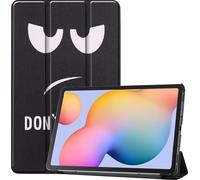 Case2go - étui pour tablette Étui pour tablette Samsung Galaxy S6 Lite (2024) / Samsung Galaxy Tab S6 Lite (2022/2020) - 10.4 Pouce - Mallette à trois volets - Protection ultime - Don't touch me