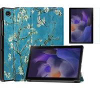 Case2go - étui pour tablette Étui pour tablette Samsung Galaxy Tab A8 10.5 (2021) - 10.5 Pouce - Mallette à trois volets - Protection ultime - Blancte Fleur