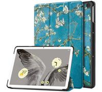 Case2go - étui pour tablette Google Pixel Tablet coque Étui pour tablette Google Pixel Tablet (2023) - 10.95 Pouce - Mallette à trois volets - Protection ultime - Blancte Fleur