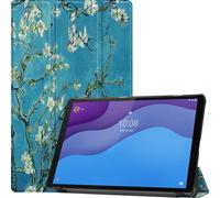 Case2go - étui pour tablette Lenovo Tab M10 HD 2nd gen coque Étui pour tablette Lenovo Tab M10 HD Gen 2 - 10.1 Pouce - Mallette à trois volets - Protection ultime - Blancte Fleur