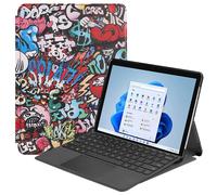 Case2go - étui pour tablette Microsoft Surface Pro 8 coque Étui pour tablette Microsoft Surface Pro 8 (13 Inch) - 12.3 Pouce - Mallette à trois volets - Protection ultime - Graffiti