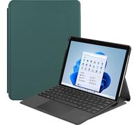 Case2go - étui pour tablette Microsoft Surface Pro 8 coque Étui pour tablette Microsoft Surface Pro 8 (13 Inch) - 12.3 Pouce - Mallette à trois volets - Protection ultime - Sombre Vert