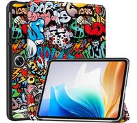 Case2go - étui pour tablette OnePlus Pad Go coque Étui pour tablette OnePlus Pad Go/ Oppo Pad Air2/Oppo Pad Neo - 11.35 Pouce - Mallette à trois volets - Protection ultime - Graffiti