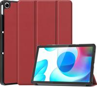 Case2go - étui pour tablette Realme Pad etui Étui pour tablette Realme Pad 10.4 (2021) - 10.4 Pouce - Mallette à trois volets - Protection ultime - Sombre Rouge
