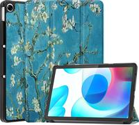 Case2go - étui pour tablette Realme Pad etui Étui pour tablette Realme Pad 10.4 (2021) - 10.4 Pouce - Mallette à trois volets - Protection ultime - Blancte Fleur