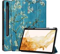 Case2go - étui pour tablette Samsung Galaxy Tab S8 Plus etui Étui pour tablette Samsung Galaxy Tab S8 Plus (2022) - 12.4 Pouce - Couverture à trois volets avec porte-crayon - Protection ultime - Blanc