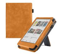 Case2go - Housse pour Kobo Clara BW / Kobo Clara Colour - Avec dragonne - 7 Pouce - Fonction Auto / Wake - Faux cuir - Marron