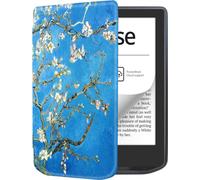 Case2go - Housse pour PocketBook Verse / Verse Pro / Verse Pro Color - Fermeture magnétique - 6 Pouce - Fonction Auto / Wake - Cuir Artificiel - Fleur blanche