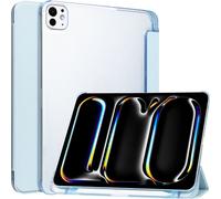 Case2go - Tablet hoes geschikt voor Apple iPad Pro (2024) - Tri-fold Frosted Case met Auto/Wake Functie - Met Pencilhouder - 11 inch - Lichtblauw