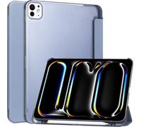 Case2go - Tablet hoes geschikt voor Apple iPad Pro (2024) - Tri-fold Frosted Case met Auto/Wake Functie - Met Pencilhouder - 11 inch - Lichtblauw