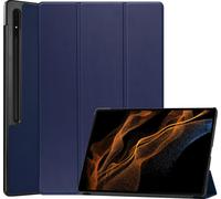 Case2go - Tablet hoes geschikt voor Samsung Galaxy Tab S9 Ultra (2023) - Tri-Fold Book Case - Met Pencil Houder - Donker Blauw