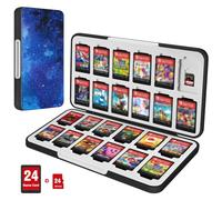 CaseBot Étui pour cartes de jeu pour Nintendo Switch 2, Switch OLED/Lite, [Antichoc] Coque rigide pour 24 cartouches de jeu et 24 emplacements pour cartes Micro SD, fin et portable, ciel étoilé
