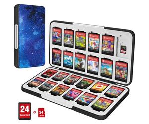 CaseBot Étui pour cartes de jeu pour Nintendo Switch 2, Switch OLED/Lite, [Antichoc] Coque rigide pour 24 cartouches de jeu et 24 emplacements pour cartes Micro SD, fin et portable, ciel étoilé