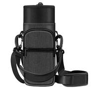 CaseBot Sac de Transport pour Bouteille d'eau avec bandoulière réglable et 2 Poches pour Homme et Femme pour randonnée, Camping, Voyage, Noir, Moderne