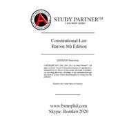 Casebriefs For the case book titled Constitutional Law: Principles and Policy, Cases and Materials 8th Barron, Dienes ISBN # 9781422498781 1422498786 (Case Briefs by Rom Law)