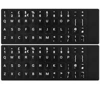 CaseBuy Lot de 2 autocollants de clavier anglais pour anglais britannique, police blanche sur fond noir, autocollant d'alphabet de clavier britannique mat pour ordinateur portable de bureau